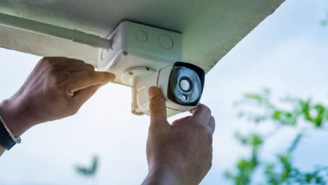 CCTV surveillance camera installed on a building wall.