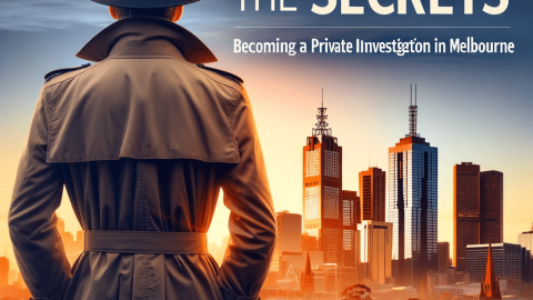 Private investigator in Melbourne examining evidence with magnifying glass