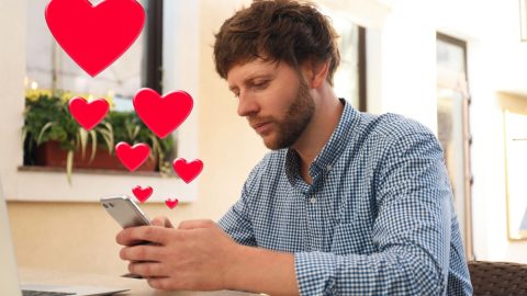 Man using dating app