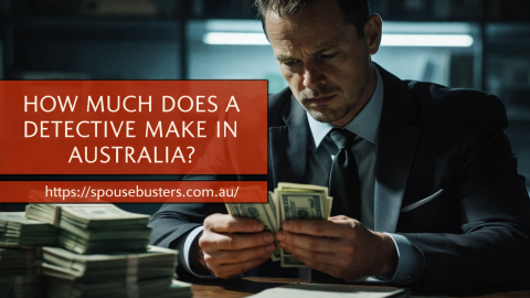 Private investigator in Australia reviewing money at a desk in a dimly lit office representing detective salary insights