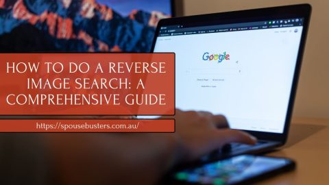 Person using Google reverse image search on a laptop