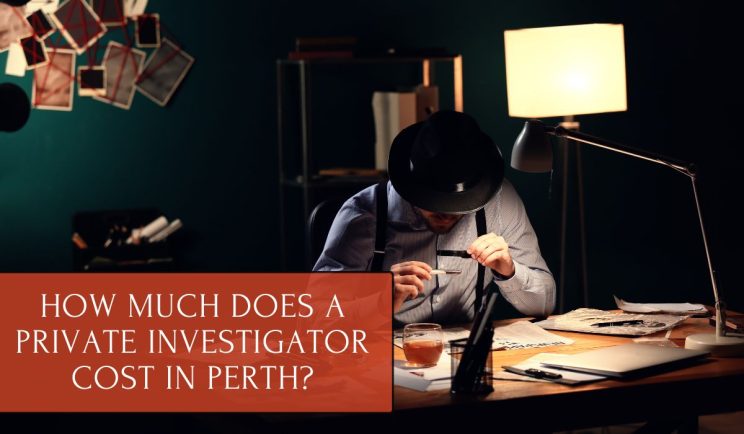 Private investigator examining evidence at a desk