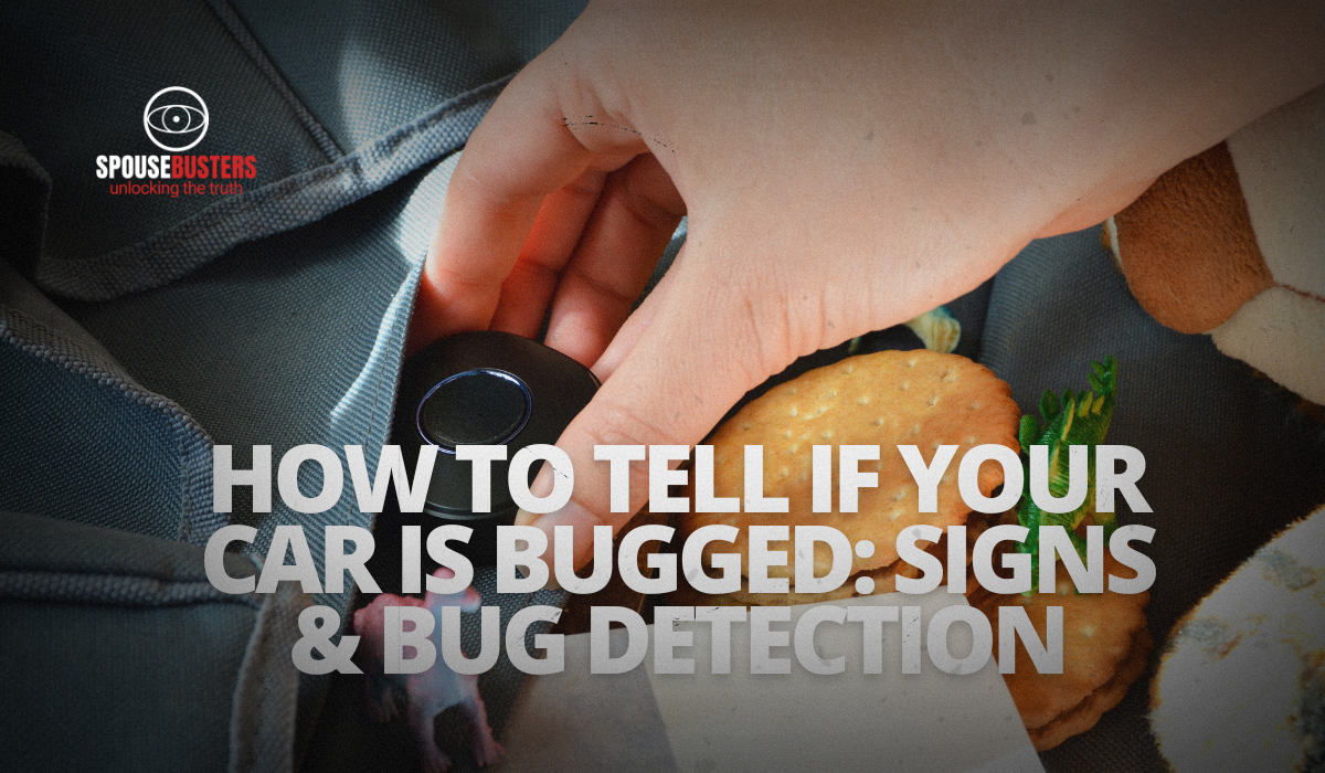 Person discovering a hidden tracking device inside a bag, alongside snacks and personal items