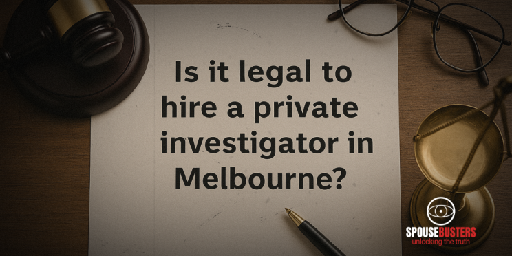 Private investigator discreetly watching from a distance with a notepad and camera