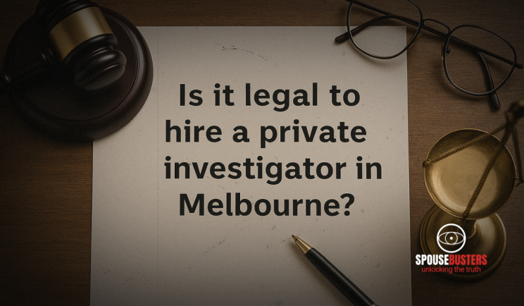 Private investigator discreetly watching from a distance with a notepad and camera