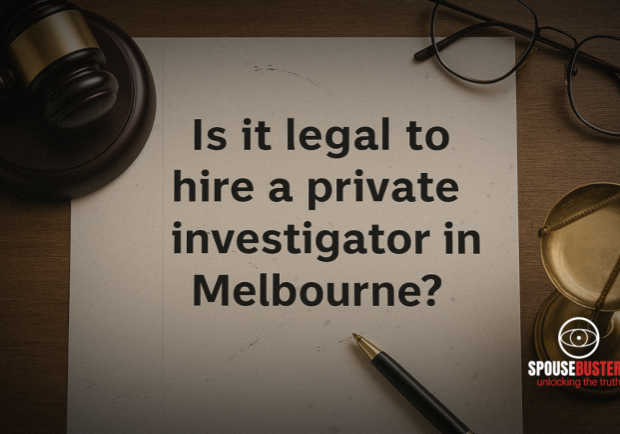 Private investigator discreetly watching from a distance with a notepad and camera